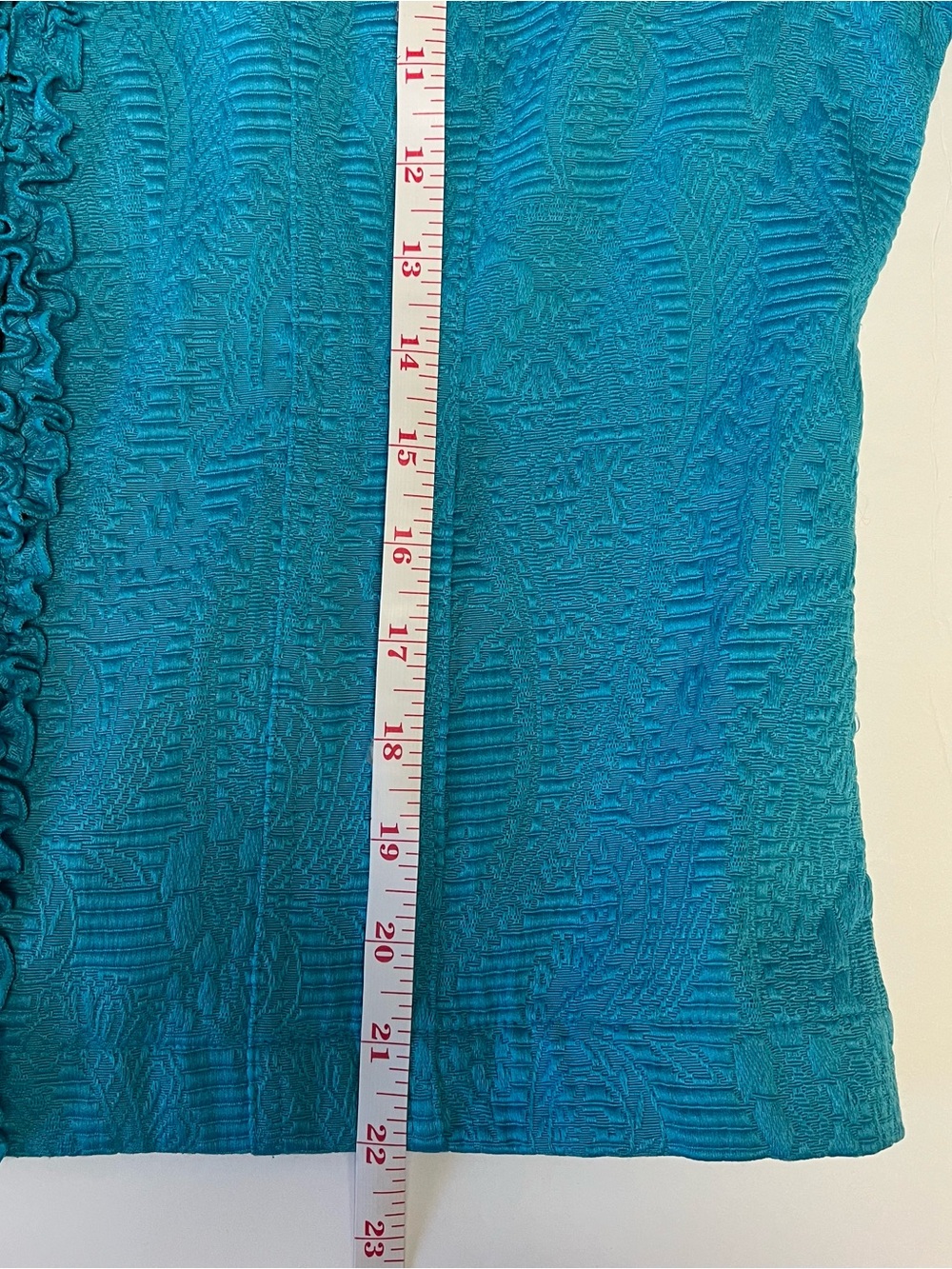 Ruby Rd. Turquoise Ruffle-Trim Blazer Jacket Zipper Size 14 - Picture 10 of 10